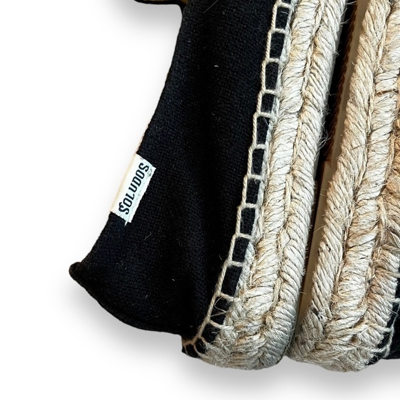 Soludos x Ashkahn Hi Hey espadrilles Black Canvas Flat Shoes summer size 7 - Picture 9 of 13